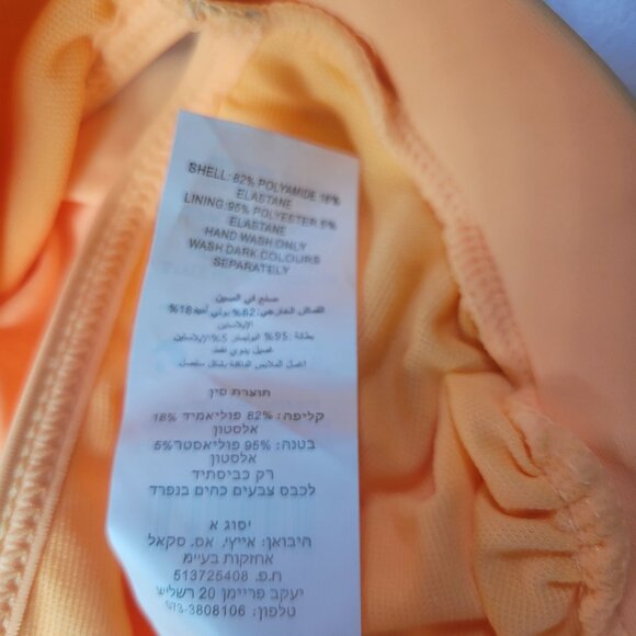 Missguided Peach Ruffle Trim Triangle Bikini Top UK 12 / EU 40 / US 8 - Picture 4 of 5